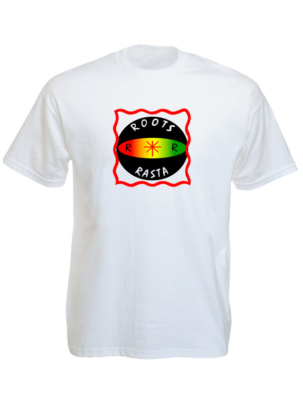 Blanc T-Shirt Reggae Roots Rasta Design Original Manches Courtes