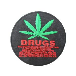 Ecusson Noir Cercle Prohibition Drogue