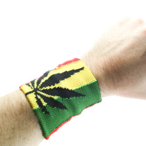 Boutique Rasta Bandeau de Poignet Cannabis, Bandeau Couleurs Rasta avec Feuille