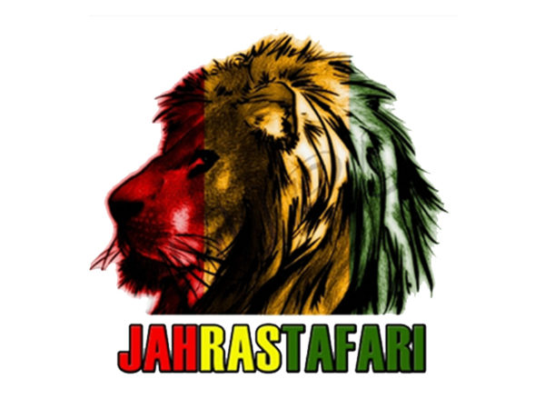 Homme Tee Shirt Blanc Dieu Jah Rastafari Lion de Juda en Coton