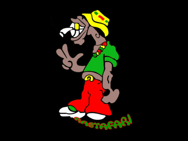 Humour Tee Shirt Rastafari Noir en Coton Taille L Col Rond