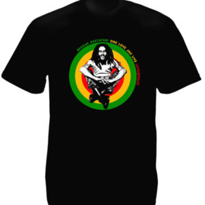 Jah Rastafari T-Shirt Noir Homme Bob Marley Collection en Coton