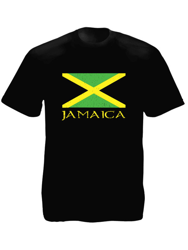 Jamaïcain T-Shirt Noir pour Homme Drapeau National Manches Courtes