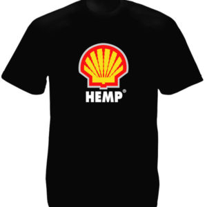 Logo Shell Hemp T-Shirt Noir à Manches Courtes en Coton