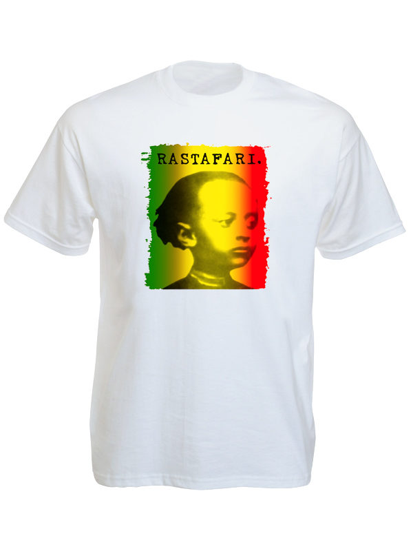 Look Rastafari T-Shirt Blanc avec Photo de Haïlé Sélassié Enfant
