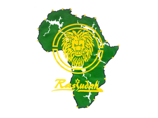 Rasta T-Shirt Blanc Afrique Verte Estampillée Rasjudah Symbole Lion
