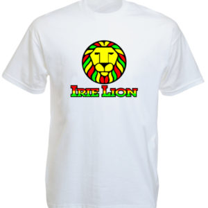 Rastafari Tee Shirt Blanc Coton Lion de Juda Col Rond