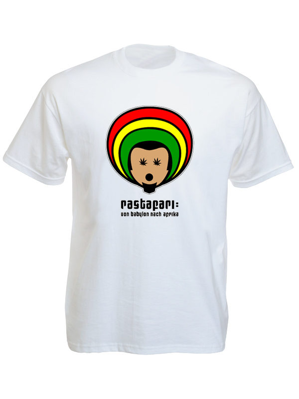 Rastafari Tee Shirt Blanc Départ de Babylon pour l’Afrique