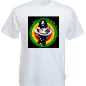 Reggae Rastafari Tee Shirt Blanc Homme Bob Marley Manches Courtes