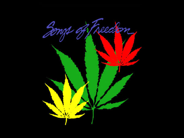 Reggae T-Shirt Noir Coton Feuilles de Cannabis Homme Col Rond