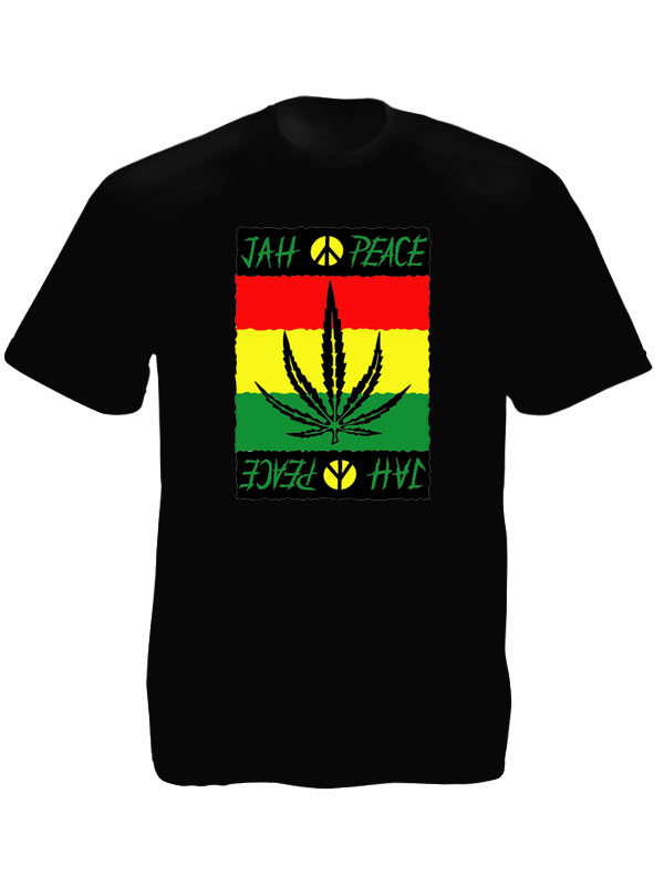Style Reggae Tee Shirt Noir Homme Jah Peace and Love