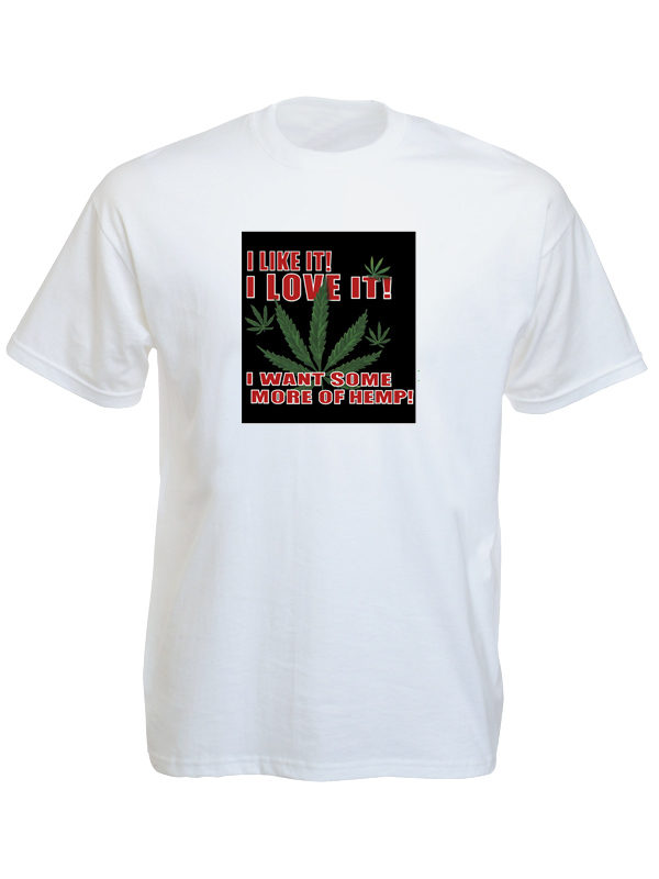 T-Shirt Blanc Homme J’aime le Cannabis Manches Courtes en Coton
