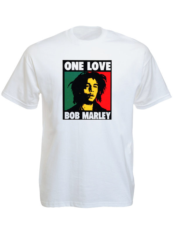 Tee Shirt Blanc Vintage Bob Marley Pop Art Manches Courtes