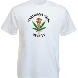 T-Shirt Blanc Taille Large Usage Médicinal Cannabis Manches Courtes