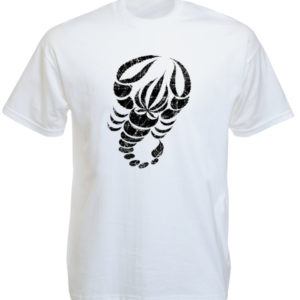 T-Shirt Blanc Unique Scorpion Noir Feuille de Cannabis Manches Courtes