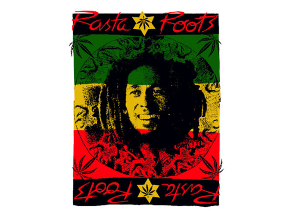 Tee Shirt Bob Marley Blanc Rasta Roots Etoile de David