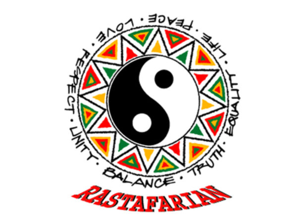 Tee Shirt Tribal Blanc Rastafari Yin Yang Manches Courtes en Coton