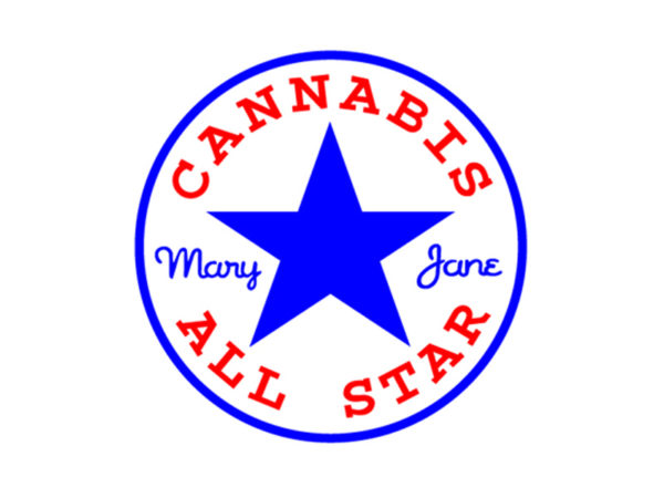 T-Shirt Blanc Logo Cannabis All Star Mary Jane Manches Courtes