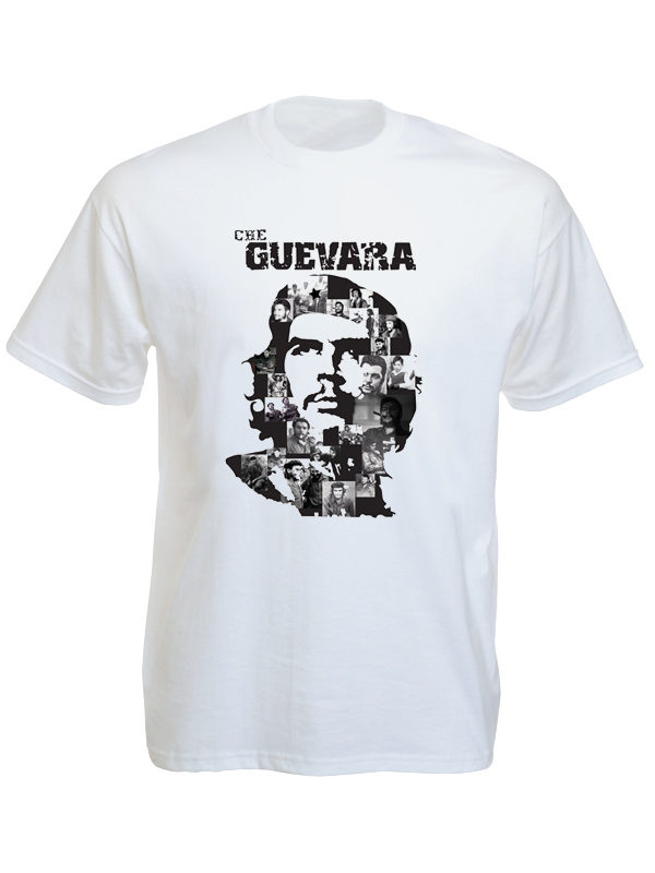 Tee Shirt Blanc Original Photomontage Portrait Che Guevara Manches Courtes