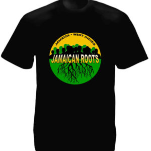 Tee Shirt Jamaïcain Noir Imprimé Vert Noir Jaune Manches Courtes