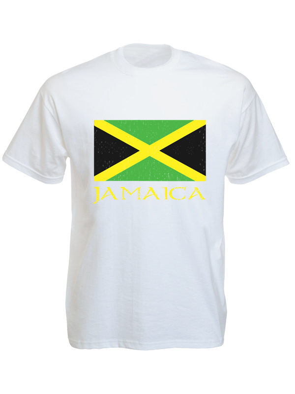 Tee Shirt Jamaïque Blanc Homme Femme en Coton Taille L
