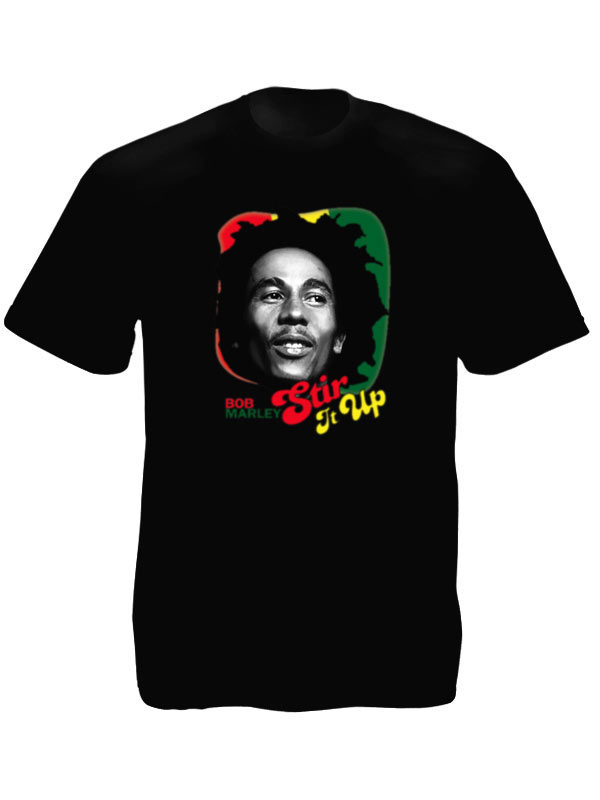 Tee Shirt Noir Bob Marley Stir It Up pour Homme Taille L