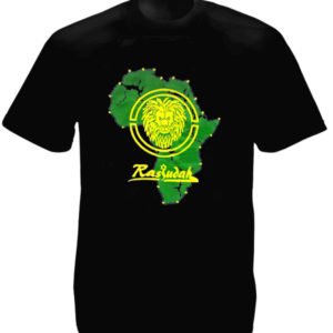 Tee Shirt Noir Lion Rastafari Africain Manches Courtes Coton