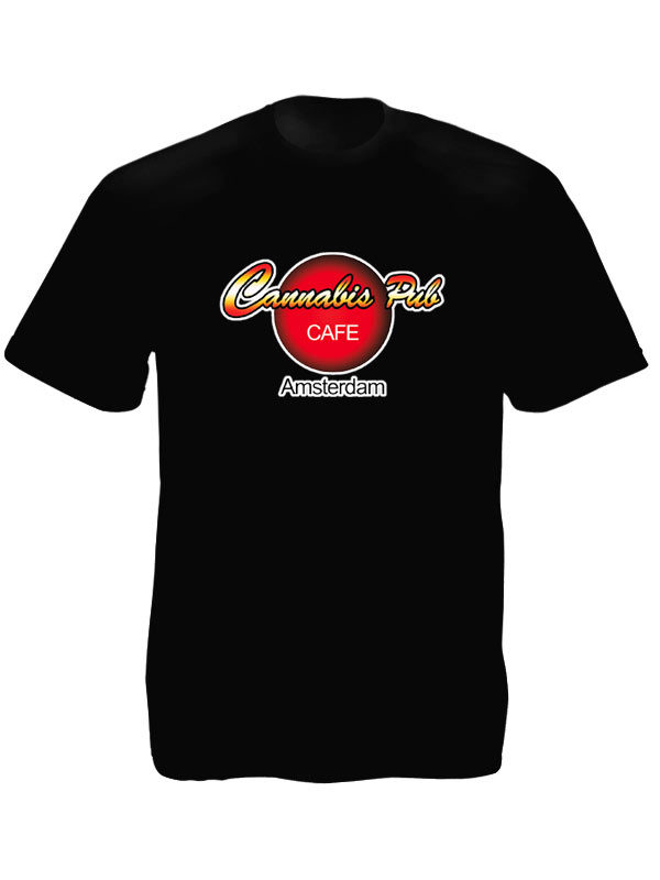 Tee-Shirt Noir Logo Hard Rock Cafe Cannabis Pub en Coton pour Homme