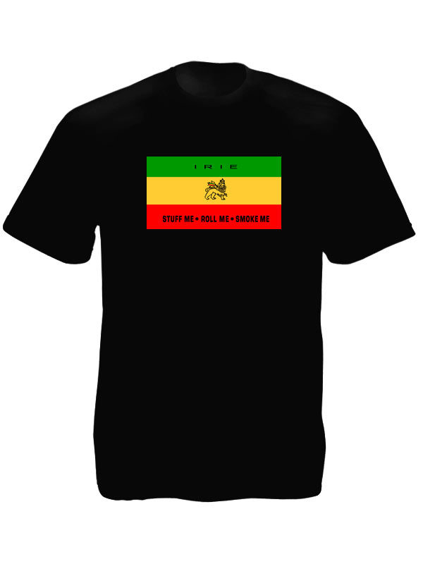 Tee Shirt Noir Rasta à Rouler Ancien Drapeau Ethiopien