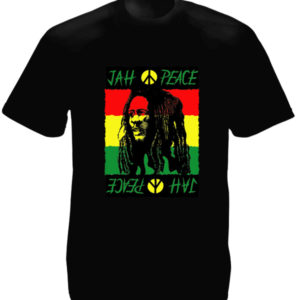 Tee Shirt Noir Reggae Vibration Image Bob Marley en Coton Naturel