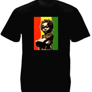 Tee Shirt Reggae Rasta Kid Noir 3 Bandes Verte Jaune Rouge