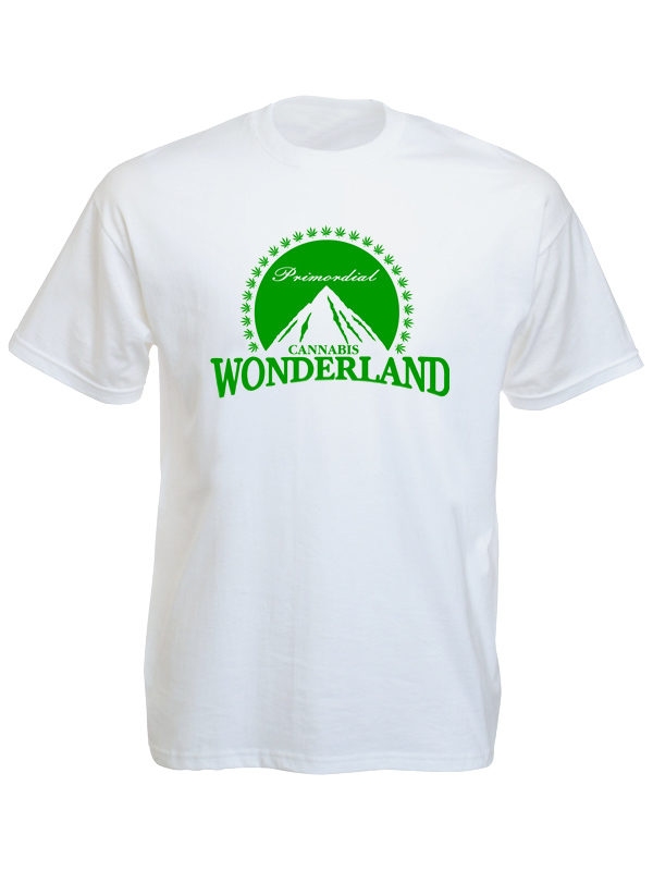 Tee Shirt Blanc Logo Paramount Cannabis Wonderland Manches Courtes