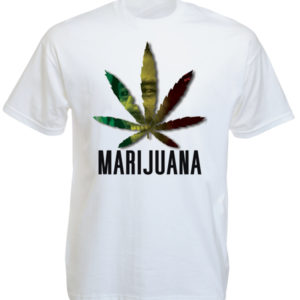 Bob Marley T-Shirt Blanc a Manches Courtes feuille de Marijuana