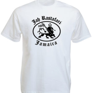 Logo Lion de Juda Stylisé T-Shirt Blanc Manches Courtes Rastafari pour homme